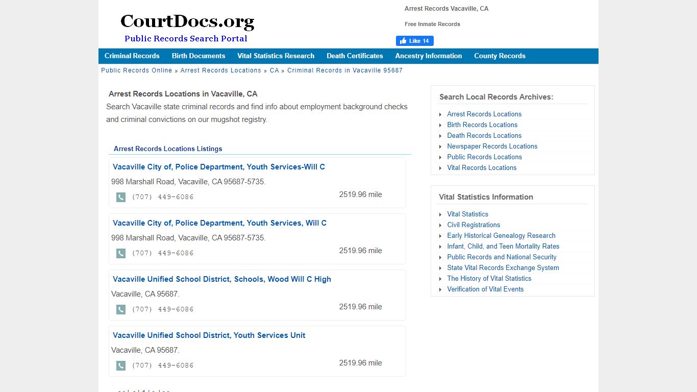 Arrest Records Vacaville, CA - Free Inmate Records